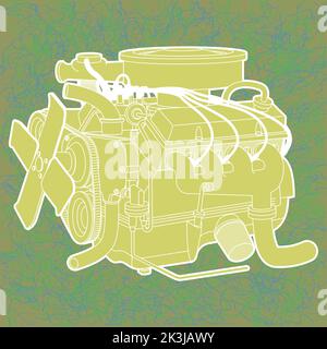 generic car automtive engine illustration Stock Vector