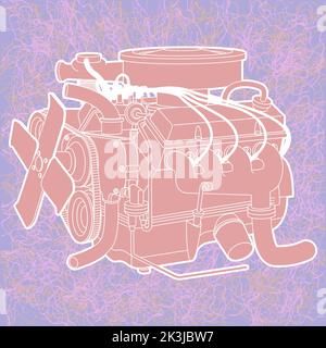 generic car automtive engine illustration Stock Vector