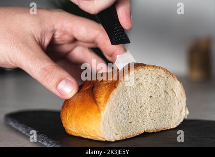 Saw Hidden in a Loaf of Bread Stock Photo - Image of ploy, escape