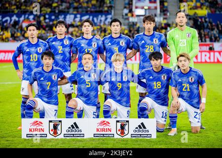 Duesseldorf, Germany. 27th Sep, 2022. Soccer: Internationals, Ecuador - Japan, Merkur Spiel-Arena: Japan's team. Credit: Rolf Vennenbernd/dpa/Alamy Live News Stock Photo