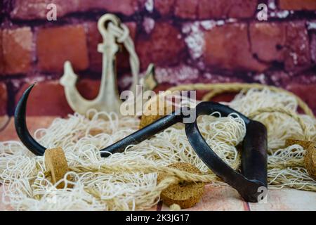 Coffee and spices from all over the world arrived daily in the port of Hamburg, which were then loaded with these old stowing tools Stock Photo