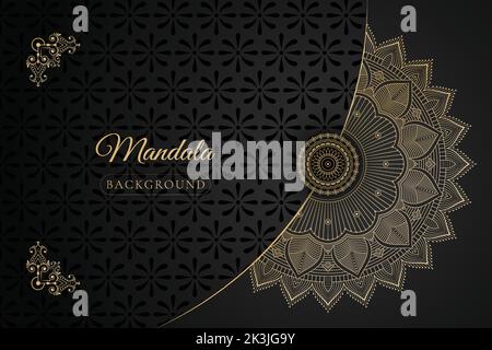 Luxury floral and ornamental mandala background with golden color for print and decoration, invitation, flyer, menu, brochure, postcard, wallpaper. Stock Vector
