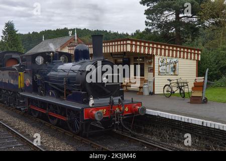 Steam locomotive GER Y14 0-6-0 – 564 at Weybourne station on the North Norfolk Railway Stock Photo