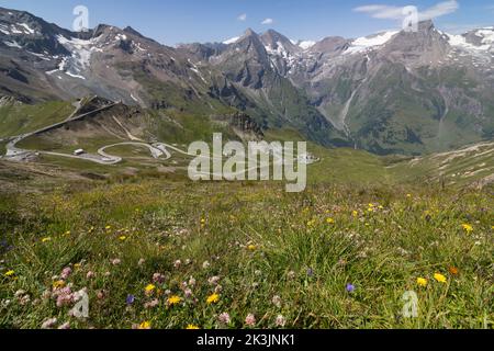 Landscape with mountains at the Grossglockner High Alpine Road in Austria Stock Photo