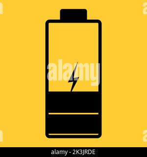 An illustration of a discharging battery. Black and yellow colors. Vector icon Stock Vector