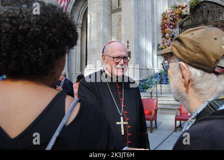 New York City, New York, USA - Sept 10 2022: Cardinal Timothy Dolan, Archbishop of New York, near St. Patrick's Cathedral during the Labor Day Parade. Stock Photo