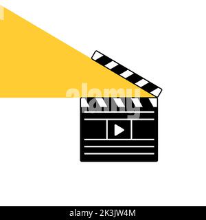 Clapperboard yellow glow. Simple flat vector illustration. Stock Vector