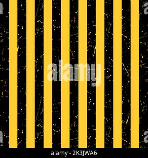 Black and yellow background with scuffs. Striped background with grunge texture. Vector illustration. Stock Vector