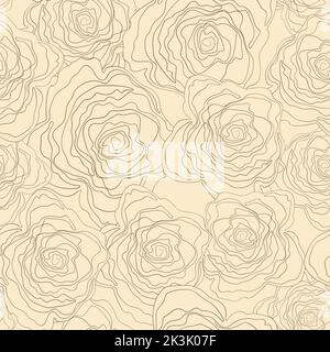 Seamless floral pattern silhouette art line ornaments. Black and white background with flowers. Vector illustration. Simple minimalistic pattern Stock Vector