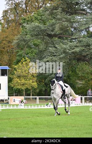 Malin Hansen-Hotopp on Carlitos Quidditch K, dressage phase of the CCI4*-L compettion, Blenheim Palace International Horse Trials, Blenheim Palace, Wo Stock Photo