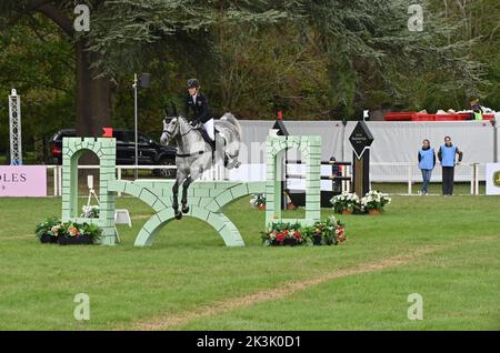 Malin Hansen-Hotopp on Carlitos Quidditch K, show jumping phase of the CCI4*-L compettion, Blenheim Palace International Horse Trials, Blenheim Palace Stock Photo