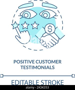 Positive customer testimonials turquoise concept icon Stock Vector