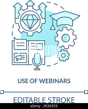 Use of webinars turquoise concept icon Stock Vector