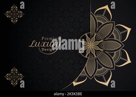 Luxury floral and ornamental mandala background with golden color for print and decoration, invitation, flyer, menu, brochure, postcard, wallpaper. Stock Vector