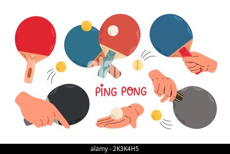 Set of playing rackets for ping pong icon Stock Vector