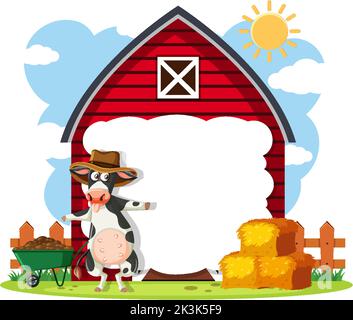 Barn house banner with farm theme illustration Stock Vector