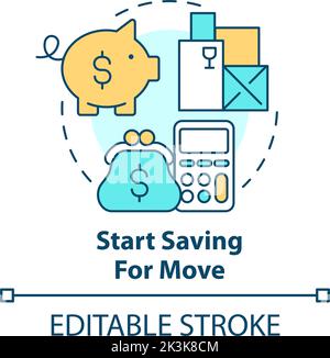 Start saving for move concept icon Stock Vector