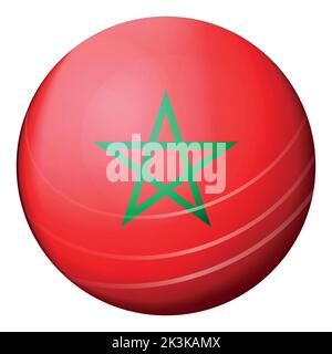 Glass light ball with flag of Morocco. Round sphere, template icon. Moroccan national symbol. Glossy realistic ball, 3D abstract vector illustration Stock Vector