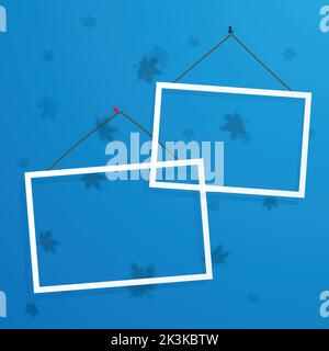 Two rectangle blue photo frames Stock Vector