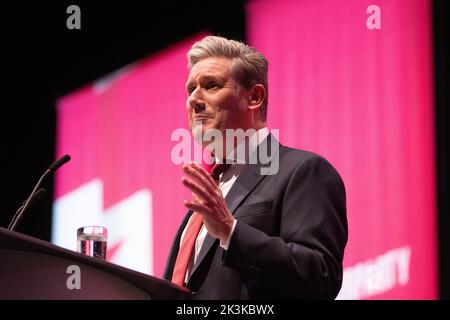 Keir Starmer Leaders speech at Labour Party Liverpool 27 September 2022 .Labour conference in Liverpool. Liverpool Kings Dock. Liverpool UK. Picture: gary Roberts/worldwidefeatures.com Credit: GaryRobertsphotography/Alamy Live News Stock Photo