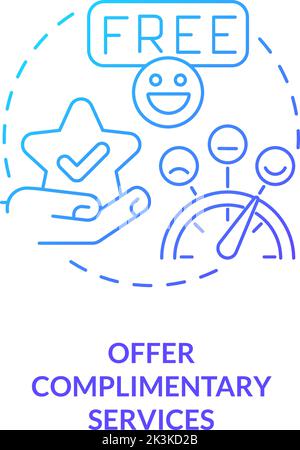 Offer complimentary services blue gradient concept icon Stock Vector