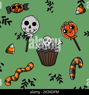 set of silly sweets for halloween illustration Stock Vector