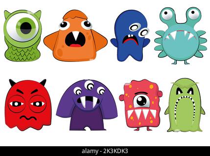 A set of cute monsters to celebrate Halloween and other holidays Stock Vector