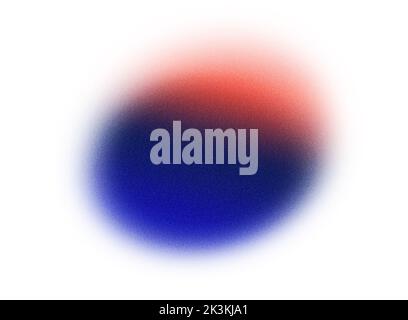 Abstract background with a blue and red blurry circle with grain with free space to insert textual content. Spray effect blur with gradient. Stock Photo
