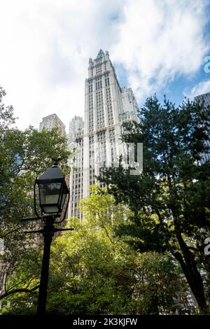 The historic Woolworth Building is located at 233 Broadway in lower Manhattan, USA  2022 Stock Photo