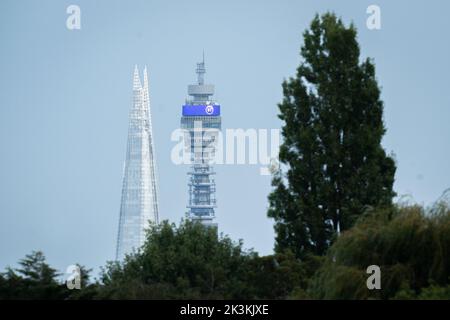 A view of the shard and BT Tower in central London. Picture date: Tuesday September 27, 2022.