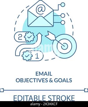 Email objectives and goals turquoise concept icon Stock Vector