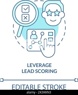 Leverage lead scoring turquoise concept icon Stock Vector