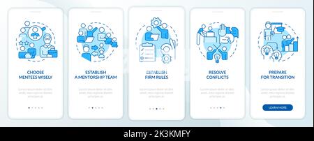 Coaching tips blue onboarding mobile app screen Stock Vector