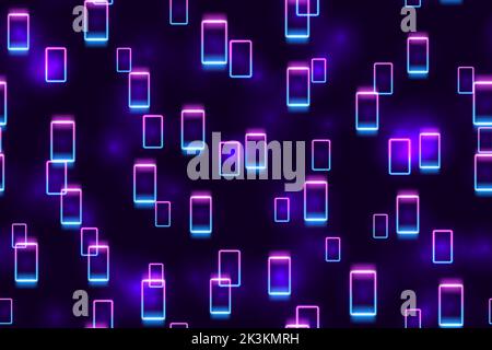 Purple and blue floating neon seamless pattern Stock Vector