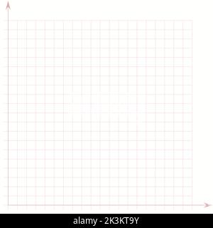 Grid paper. Mathematical graph. Cartesian coordinate system with x-axis, y-axis. Squared background with color lines. Geometric pattern for school Stock Vector