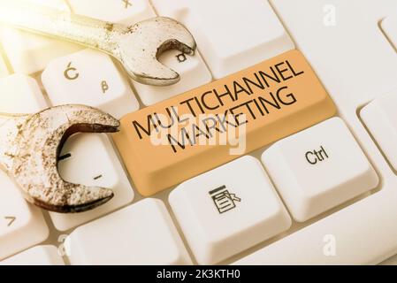 Handwriting text Multichannel Marketing. Conceptual photo for a consumer to buy from whatever way is easier Stock Photo