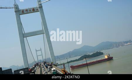 A beautiful shot of the Humen Pearl River Bridge at Dongguan City in Guangdong, China Stock Photo