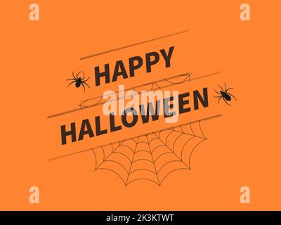 Happy Halloween October 31st, trick or treat. Festive banner with spiders and cobwebs. Paper cut style. Design for greeting cards, posters and banners Stock Vector