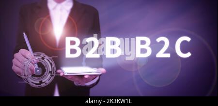 Handwriting text B2B B2C, Internet Concept two types for sending emails ...