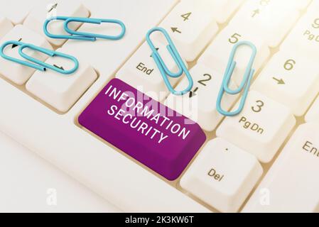 Conceptual display Information Security. Word for INFOSEC Preventing Unauthorized Access Being Protected Stock Photo