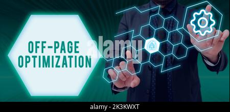 Conceptual display Off Page Optimization. Business idea Website External Process Promotional Method Ranking Stock Photo