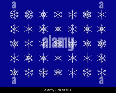Vector set of different snowflakes. Vector illustration Stock Vector
