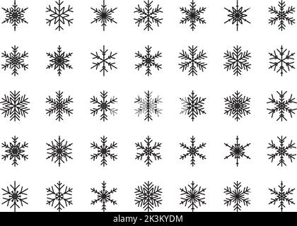 Vector set of different snowflakes. Vector illustration Stock Vector