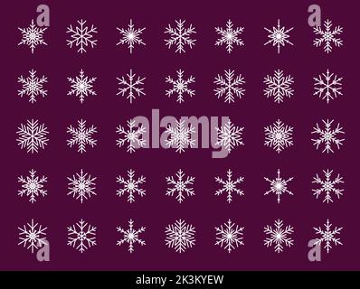 Vector set of different snowflakes. Vector illustration Stock Vector