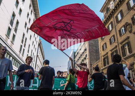 Rome, Italy. 23rd Sep, 2022. Young people in the streets demonstrate for the global climate strike and in over 70 Italian cities called by the international movement for the environment in Rome, Italy on Sept. 23, 2022. The banner that opened the Rome demonstration read: 'You want our vote but ignore our voice. Let's continue our fight'. (Photo by Patrizia Cortellessa/Pacific Press/Sipa USA) Credit: Sipa USA/Alamy Live News Stock Photo