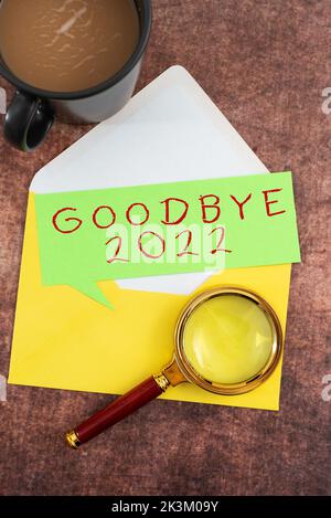 Text showing inspiration Goodbye 2022. Business showcase New Year Eve Milestone Last Month Celebration Transition Stock Photo