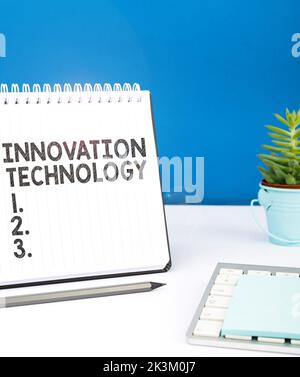 Text showing inspiration Innovation Technology. Word for New Idea or Method of Technical or Scientific nature Stock Photo