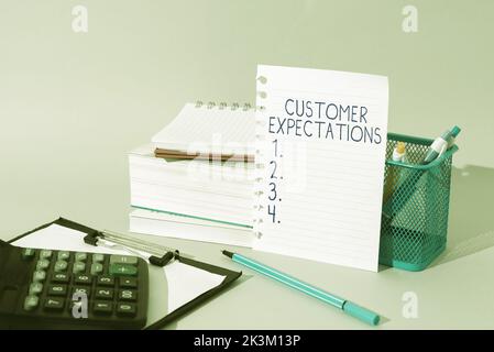 Text caption presenting Customer Expectations. Business idea Benefits a Client Expect Surpass the needs and wants Stock Photo