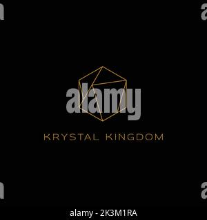 Vector logo design. Crystal logo in minimal linear style,Creative ...