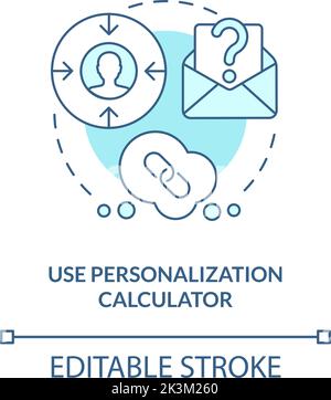 Use personalization calculator turquoise concept icon Stock Vector